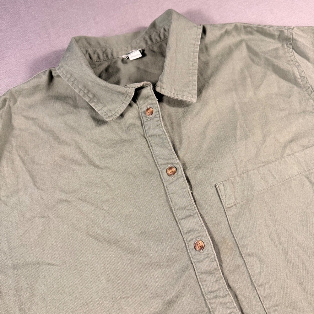 Aerie Womens Olive Green Cotton Button Down Long Sleeve Shirt Size Medium